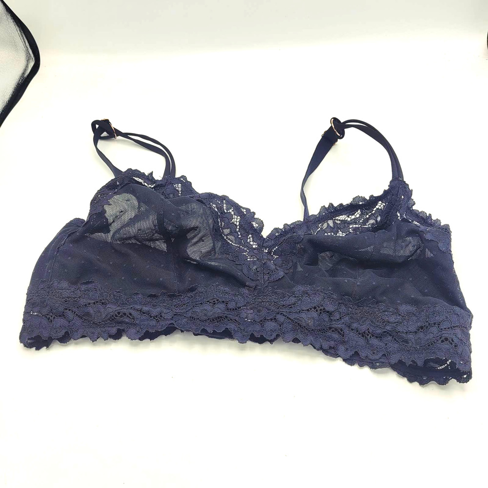 Savage x Fenty Black Floral Lace Sheer Wire Free‎ Bralette Size Large